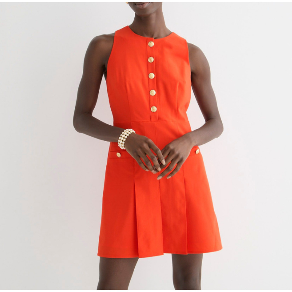 J. Crew Womens Dress Pleated Mini Italian Bi-Stretch Wool Blend Orange Size 0 - Picture 7 of 16